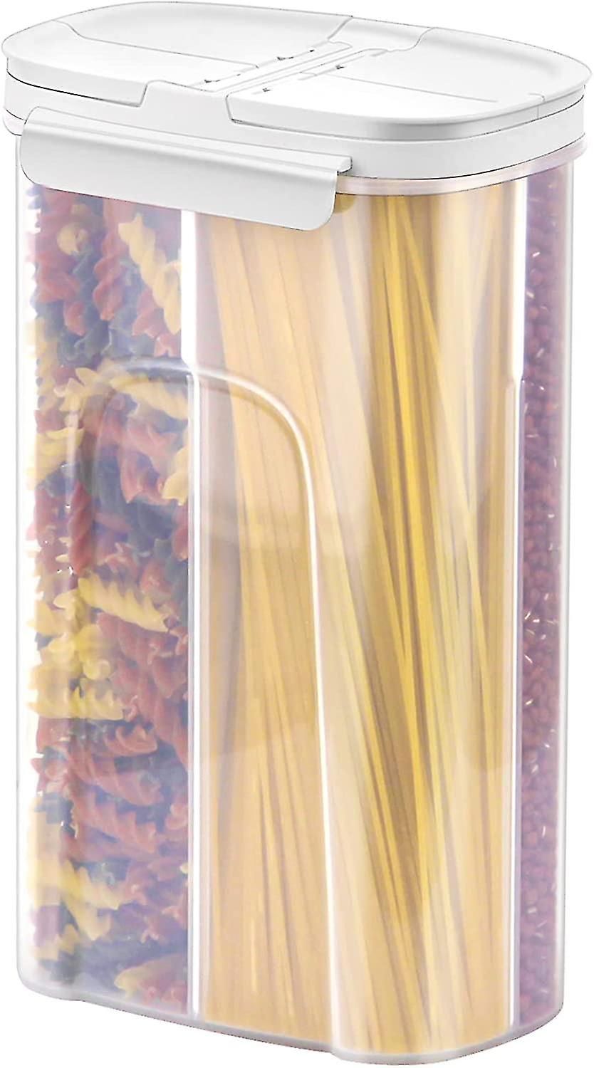 Storage Jars With Integrated Divider / 4 Compartments For Spaghetti, Pasta, Cereal, White