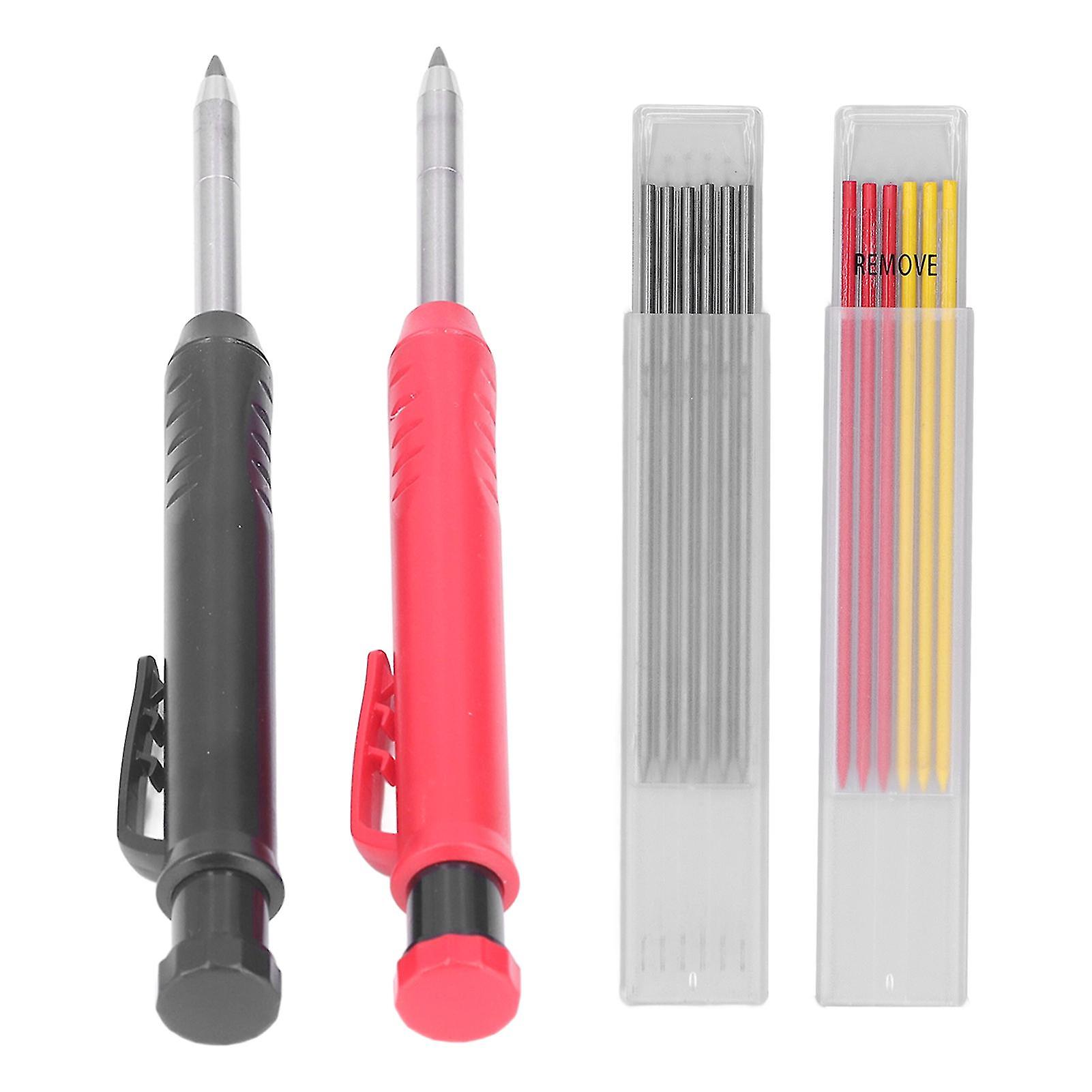 14Pcs Carpenter Pencil Marker Tool Set Kit with Red Black Yellow Refills for Woodworking