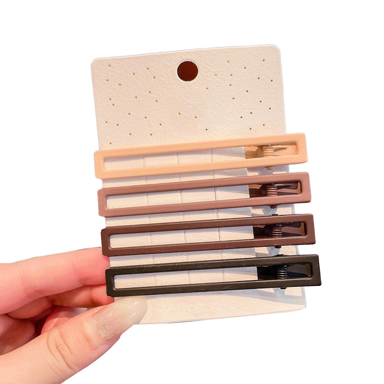 4 Pcs Hairpins Hollow Out Long Waved Straight Solid Color Anti-slip Reusable Lightweight Bangs Clips