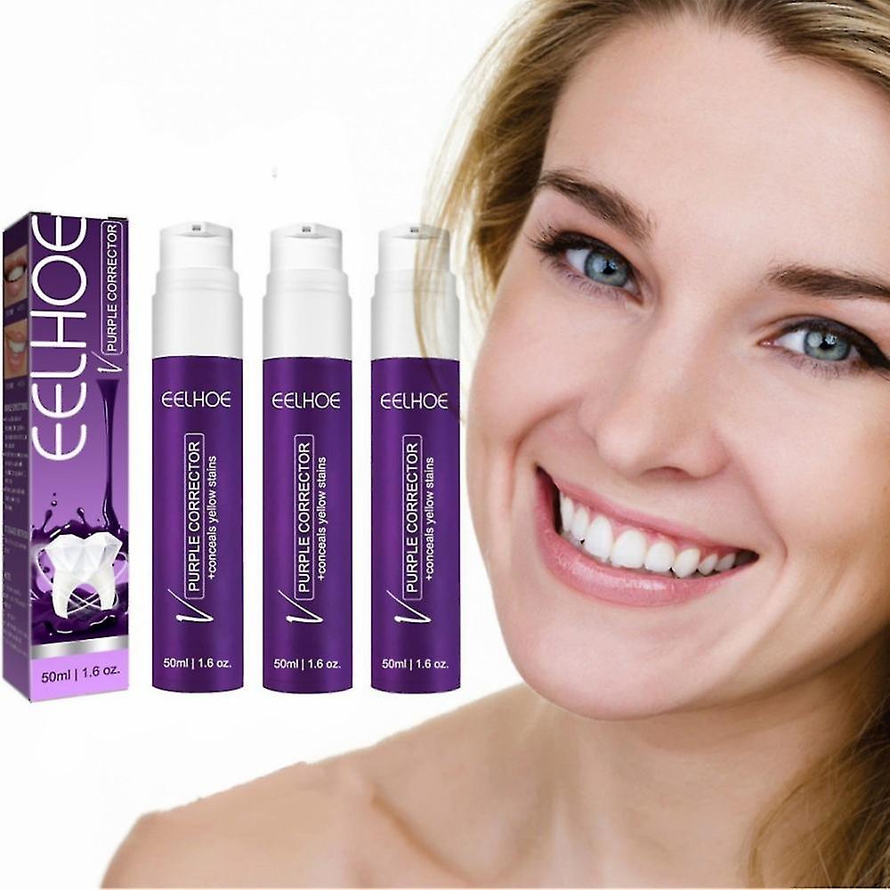 1-3pcs Eelhoe V34 Colour Corrector Toothpaste Purple Toothpaste Stain Removal Teeth Whitening 50ml Reduce Yellowing