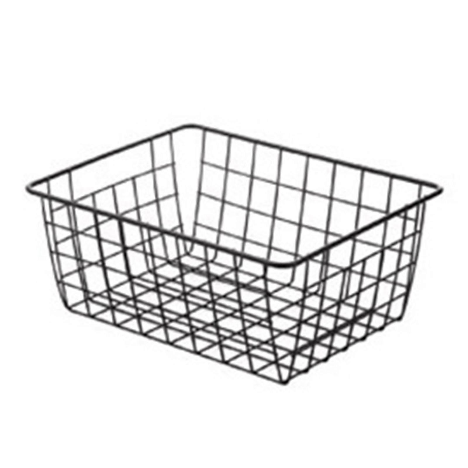 Wire Basket Hollow Breathable Large Multi Functional Iron Storage Basket for Underwear Snacks Fruits Toy Black