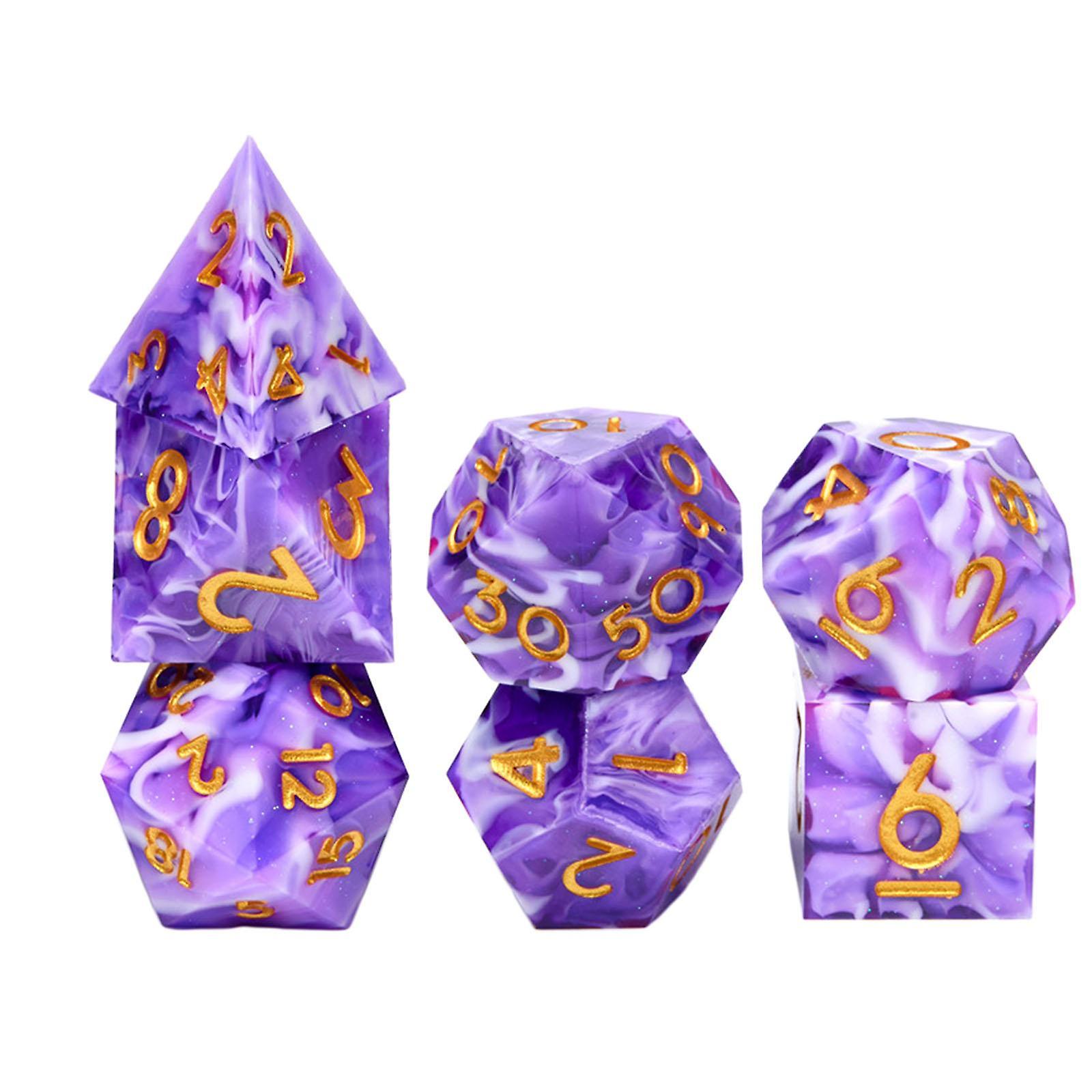 7x Polyhedral Dice D4~D20 for Family Gathering Role Playing Game Table Board style B