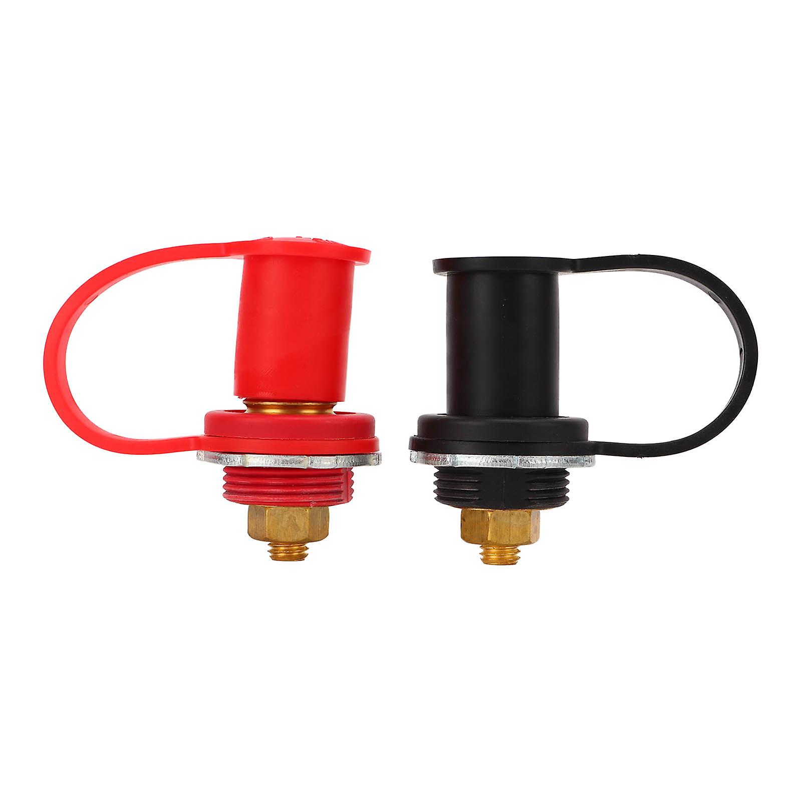 1 Pair 3/8 Inch Stud Black Red Battery Charger Studs Brass Remote Battery Terminal for Trucks Boats ATVs