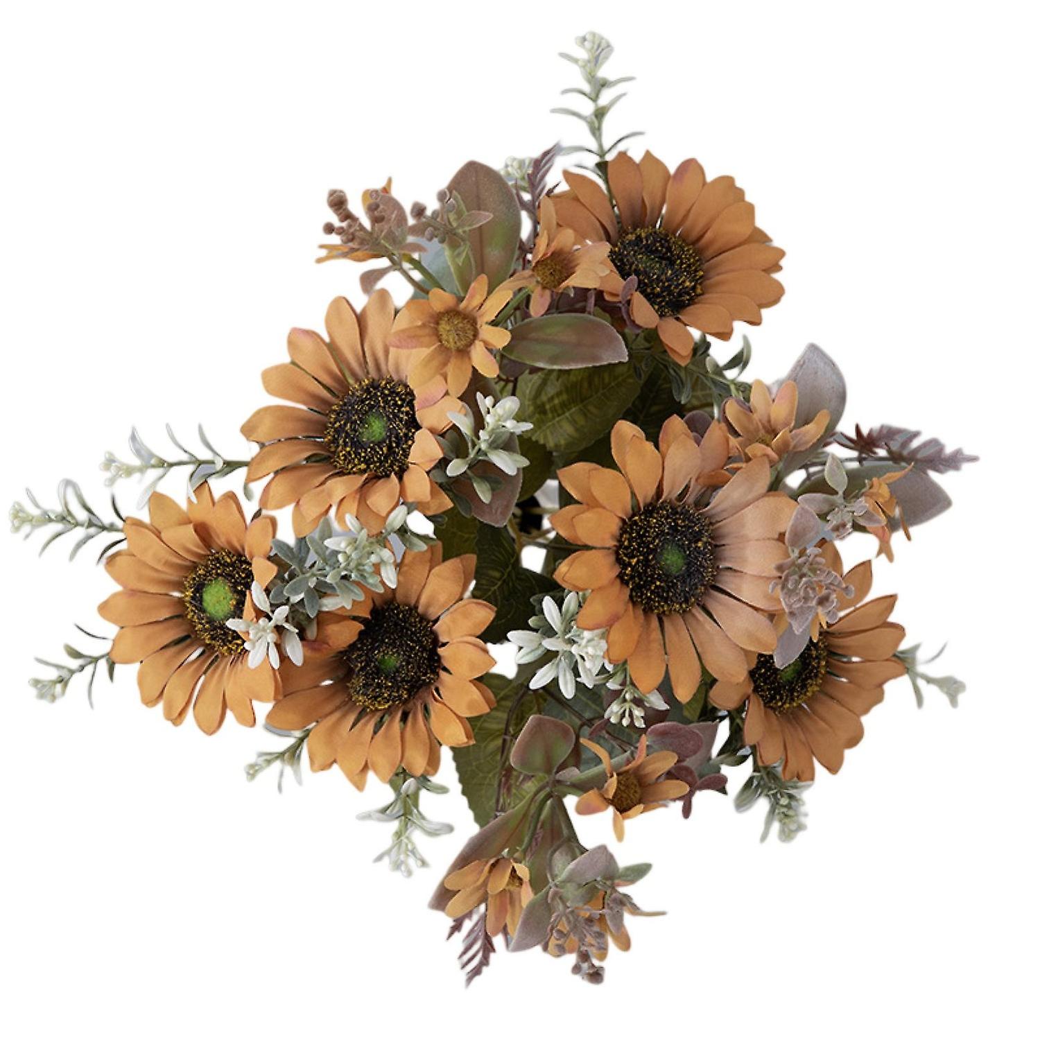 Artificial Sunflower Bouquet Decorative Non-Fading Wedding Full of Vitality Exuberant Blossom Simula