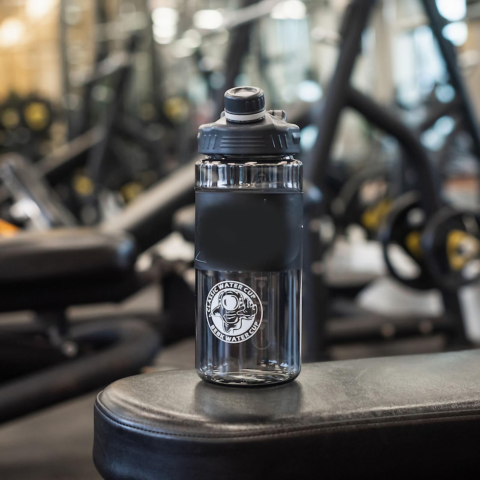 Plastikowa butelka na wodę Butelka o dużej pojemności Czajnik sportowy ze smyczą dla mężczyzn Kobiety Czarny 1700ml