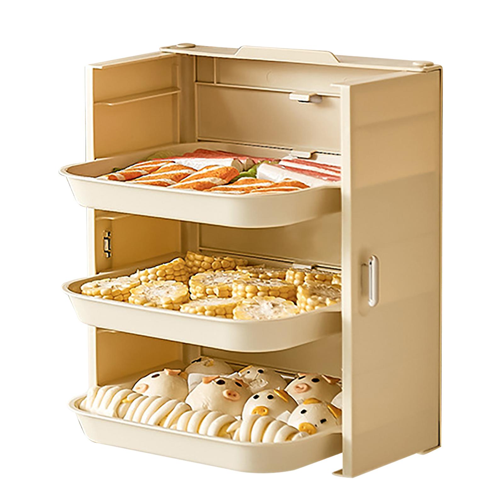 Superimposed Vegetable Trays Punch Free Collapsible White PP Wall Mounted Hand Held Multi Layer Vegetable Trays for Home 3 Layer