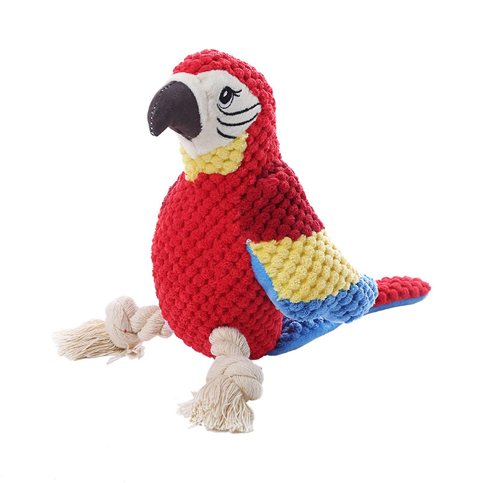 Fluffy Squeaky Parrot Toy for Dog Bite Resistant Dog Chewing Teeth Cleaning Tool