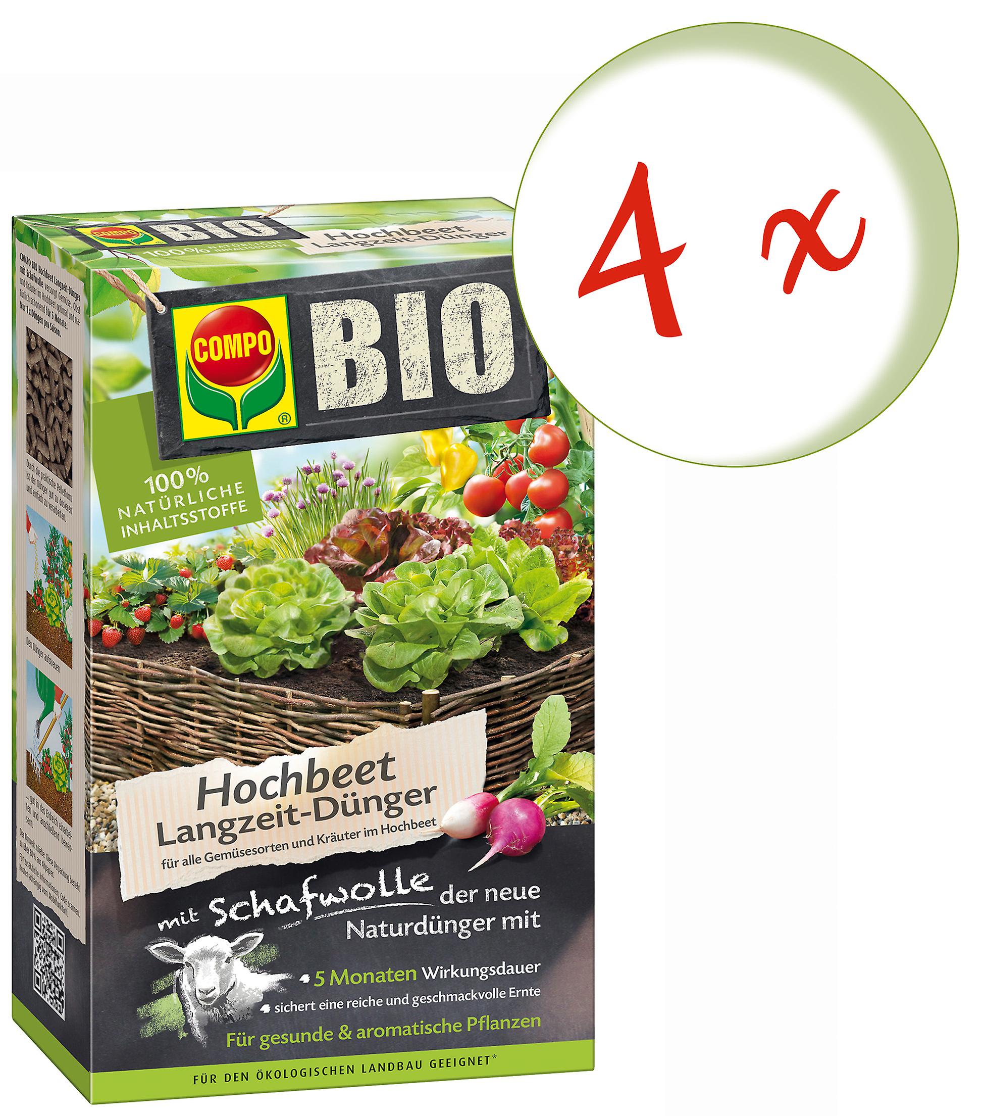 4 x COMPO BIO raised bed long-term fertilizer with sheep's wool, 750 g