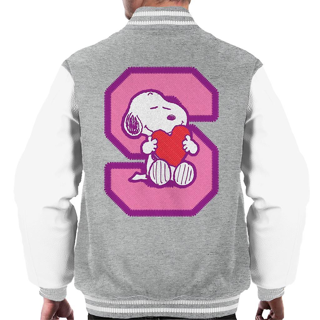 Peanuts Snoopy S Hugging Love Heart Men's Varsity Jacket