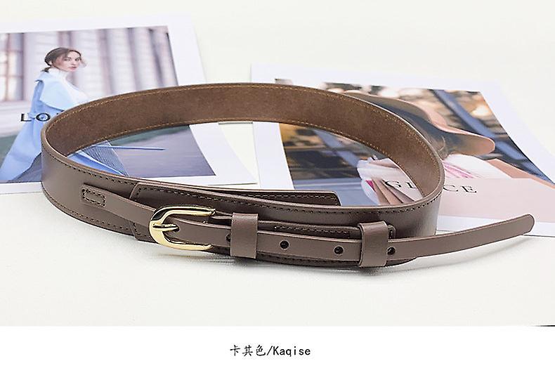 Damernas äkta läder All-match Korean Ins Style Midja Seal Belt Kvinnors matchande kappbyxor
