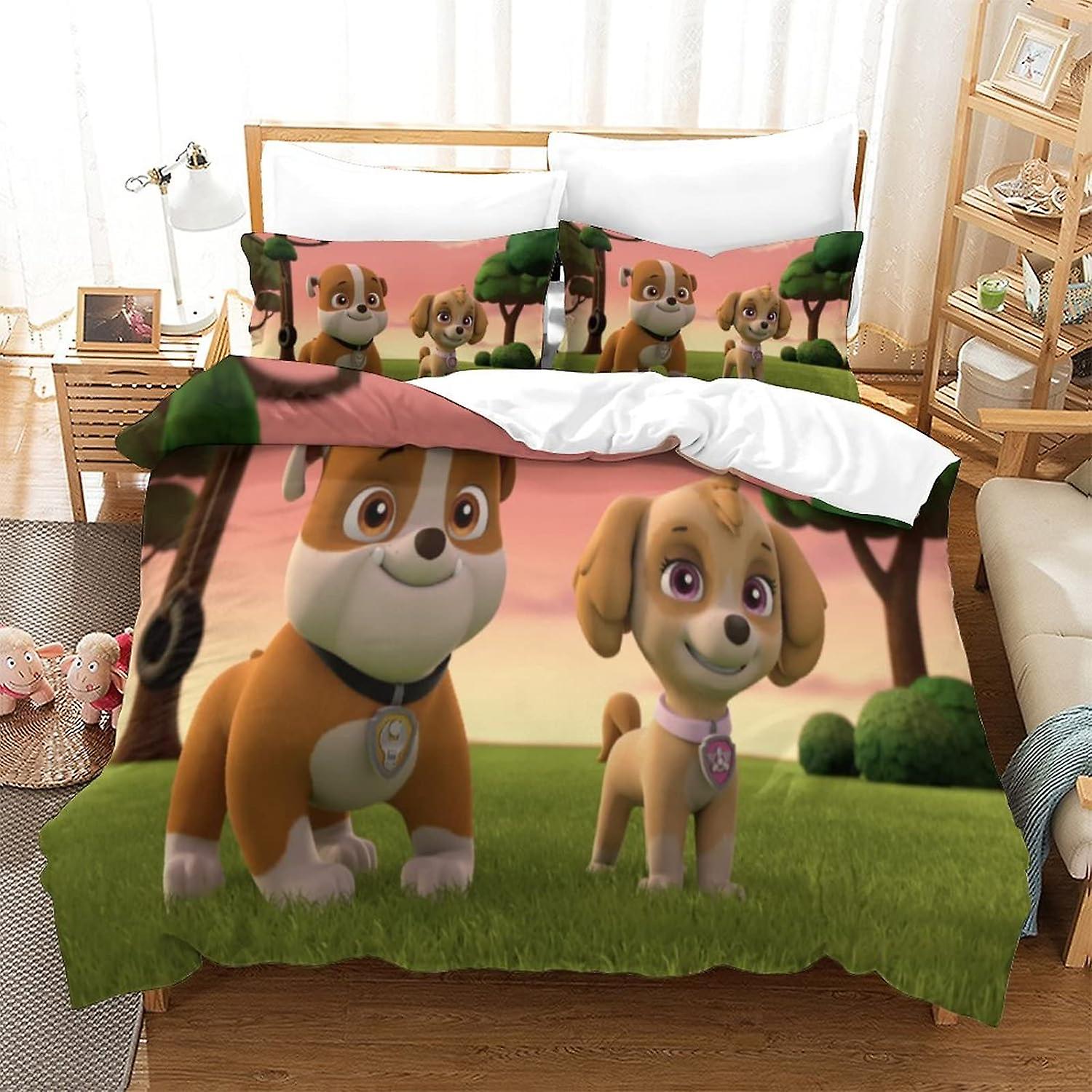 VOSILE Paw Pator 3 Piece Soft With Pillowcase Duvet Cover Zipper Closure Prevent Allergy Bedding Set Suitable for All Kinds of People Quilt Cover