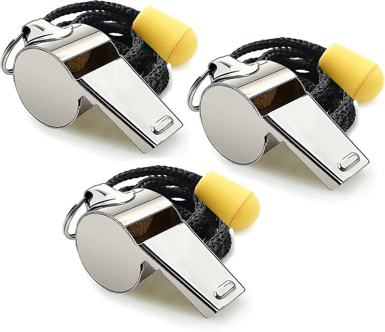 Whistle 3 Pack Stainless Steel Sports Whistle With Lanyard Loud Crisp Sound Ideal