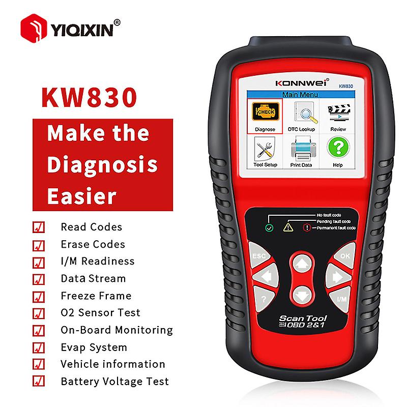 Konnwei Kw850 Obd2 Scanner Full Obdii Automotive Professional Code Reader Functions Engine Check/o2 Sensor/battery Tester