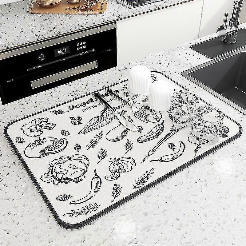 Super Absorbent Coffee Dish Large Kitchen Absorbent Draining Mat Drying Mat Quick Dry Bathroom Drain Pad