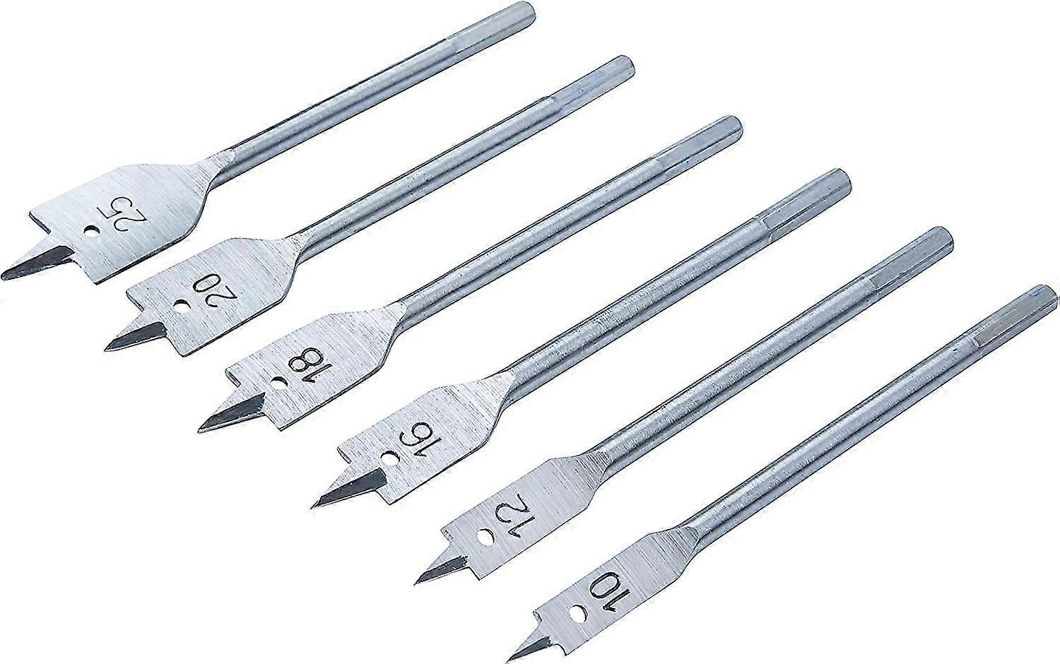 6 Piece Flat Wood Drill Bits (10-25mm)