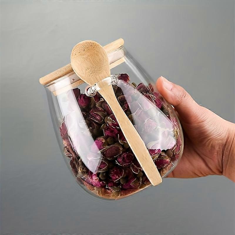 Glass Jars With Airtight Lids, Candy Jars With Lids, Food Storage Containers With Spoon, Clear Jars, For Tea, Coffee, Spice, Candy, Kitchen Gadgets, K
