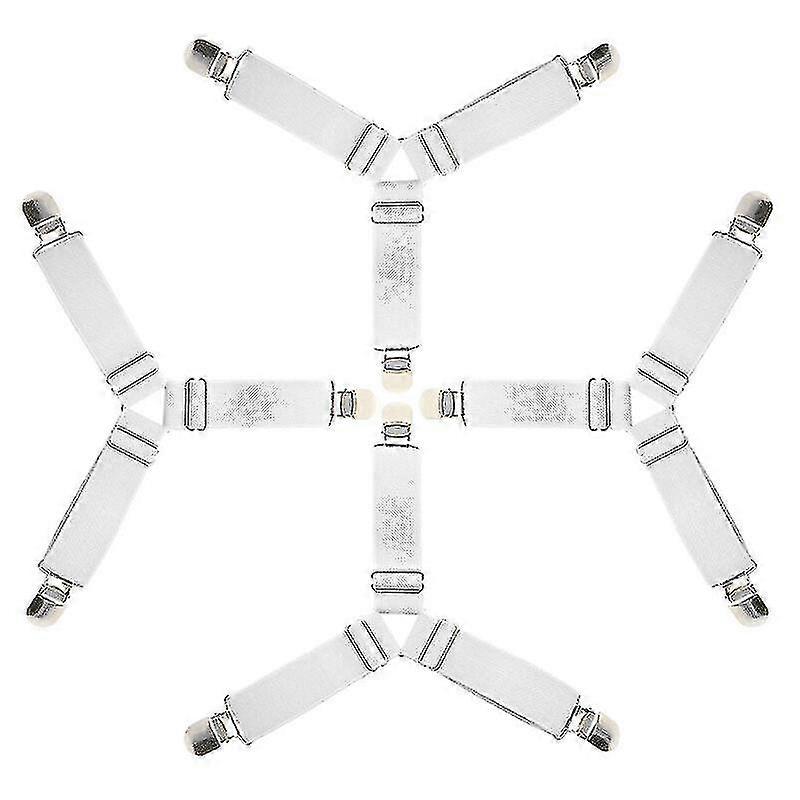 GYFDYM Sheet Straps 4-pack Sheet Tie Triangle Elastic Mattress Clip Adjustable Sheet Stretcher Sling Mattress Straps (white)