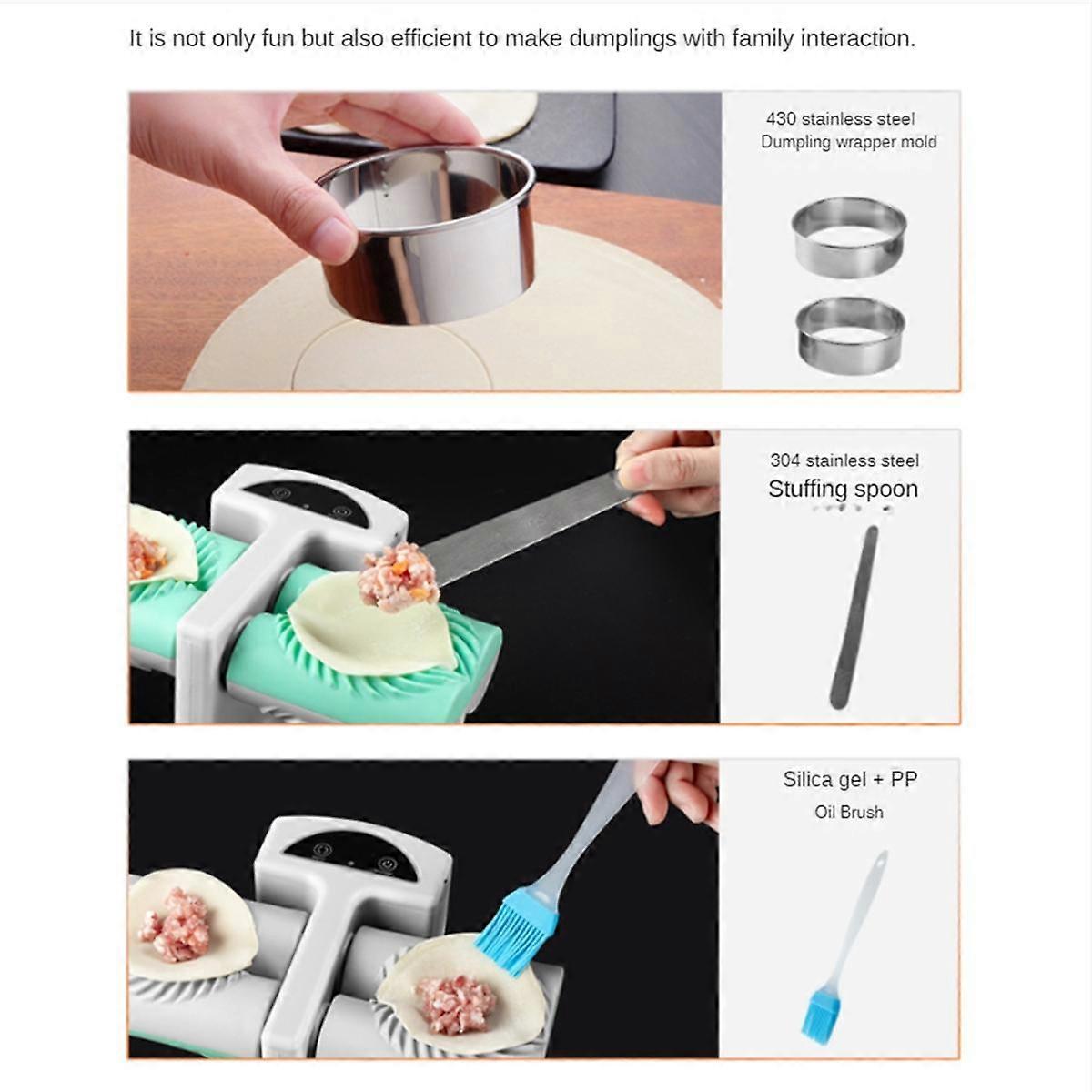 Automatic Dumpling Mold Double Electric Dumplings Machine Home Pressing Dumpling Ravioli Skin Maker for Kitchen
