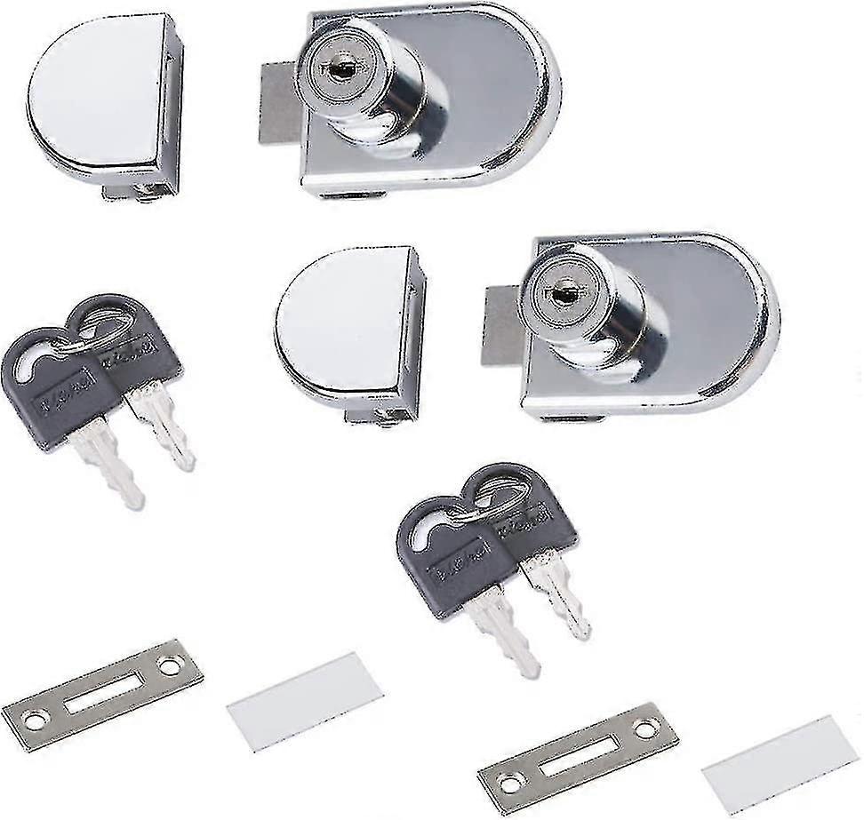 Pack de 2 doble vidrio Display Cabinet Lock Double Door Single Open Wine Cabinet Lock for Showcase Mall Display No Drill