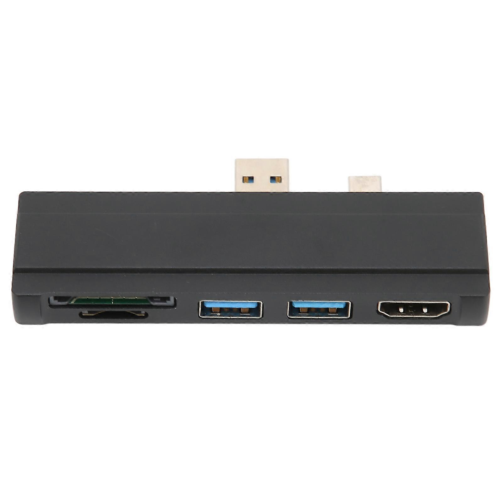 For Surface Dock 5 in 1 5 Gbps Memory Card Reader 4K Resolution Aluminum Shell Hot Swap USB3.0 Hub for Win10 for Win XPBlack