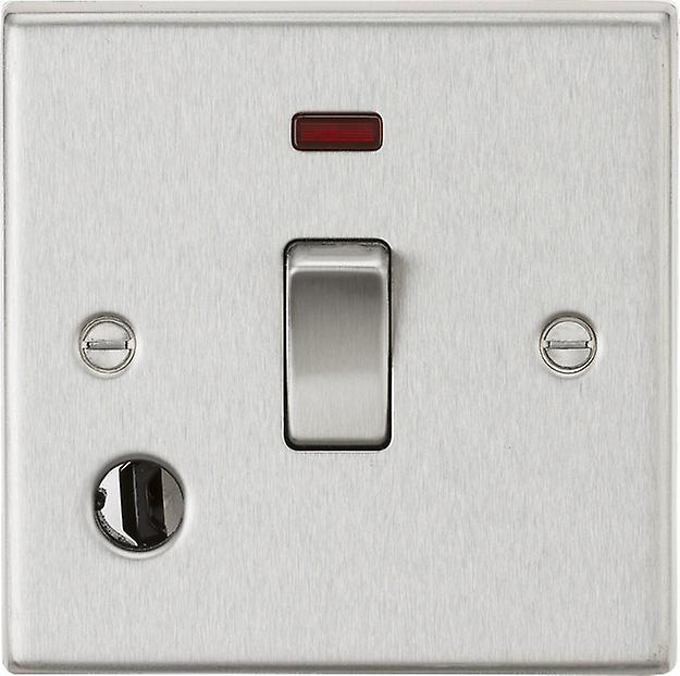 Knightsbridge 20A 1G DP Switch with Neon & Flex Outlet - Square Edge Brushed Chrome - CS834FBC