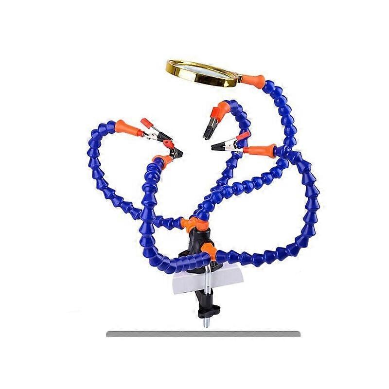 Multi-function support third helping hand, electronics and soldering work (5 cm pinch pliers, flexible soft hands with a 3X magnifying glass)