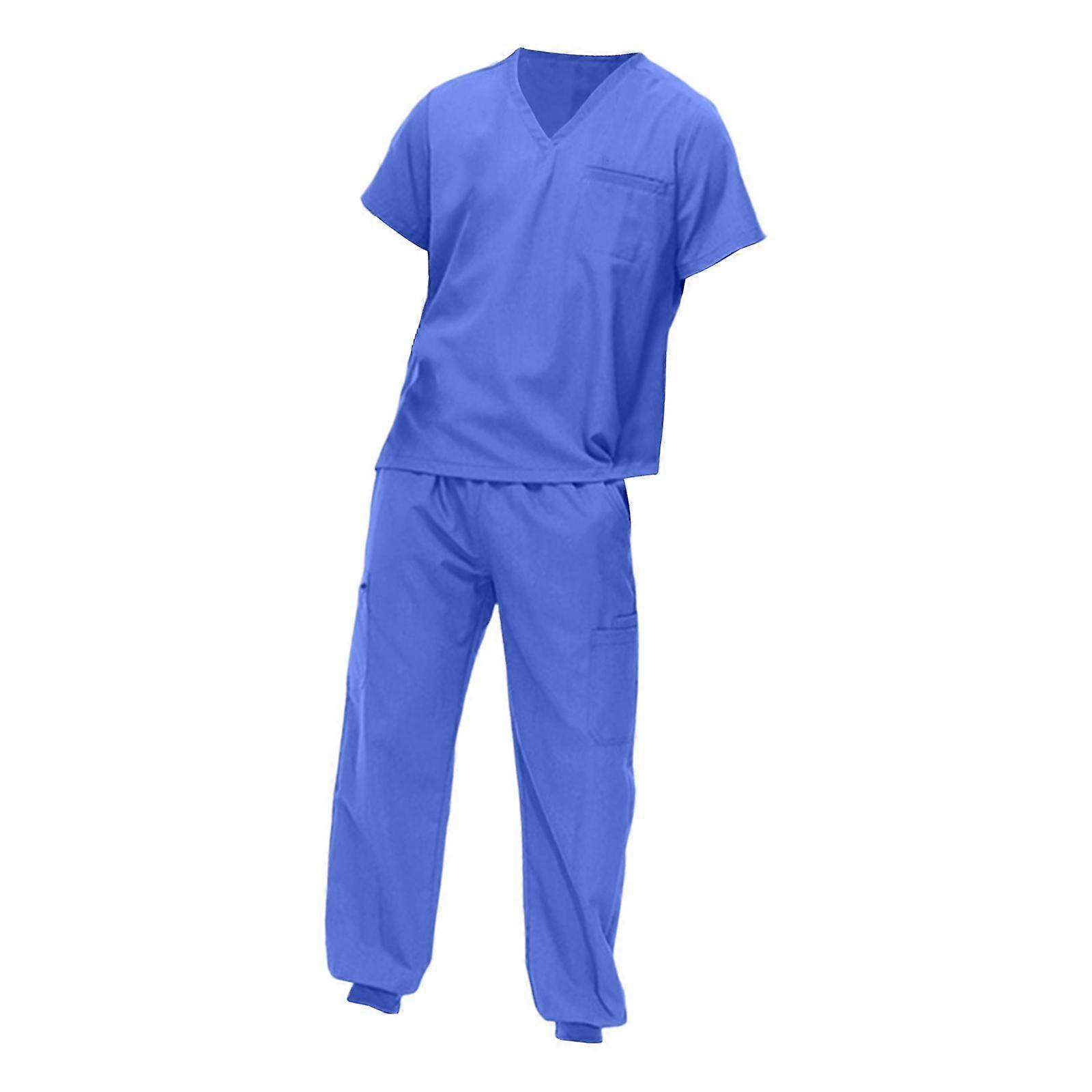 Uniformi Scrub Set Nurse Top Pantaloni da jogging Abbigliamento da lavoro Scrub per donne e uomini Navy S