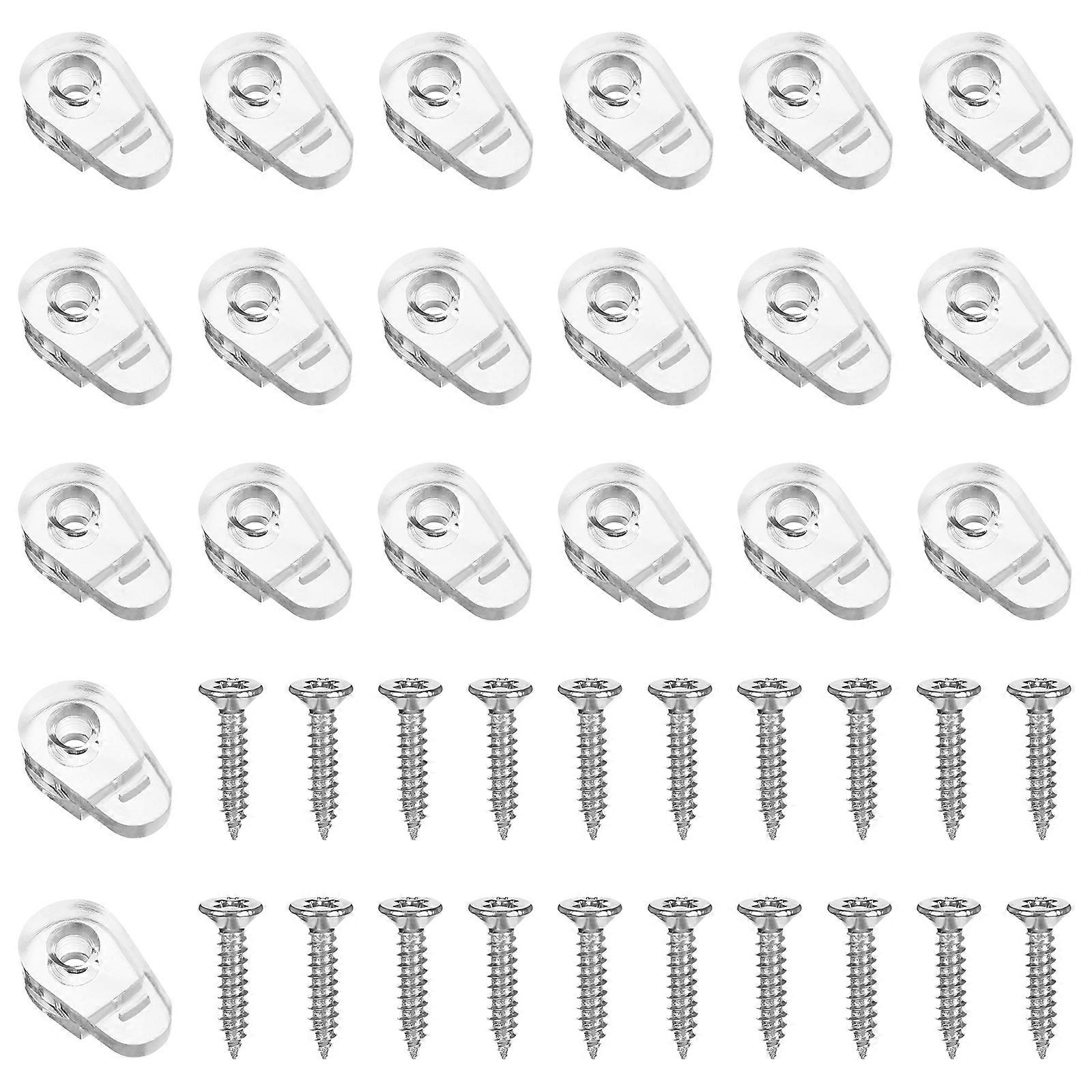20 Pcs Mirror Holder Clips Plastic Fixing Clips with Screws for Fixing Mirror Cabinet Door