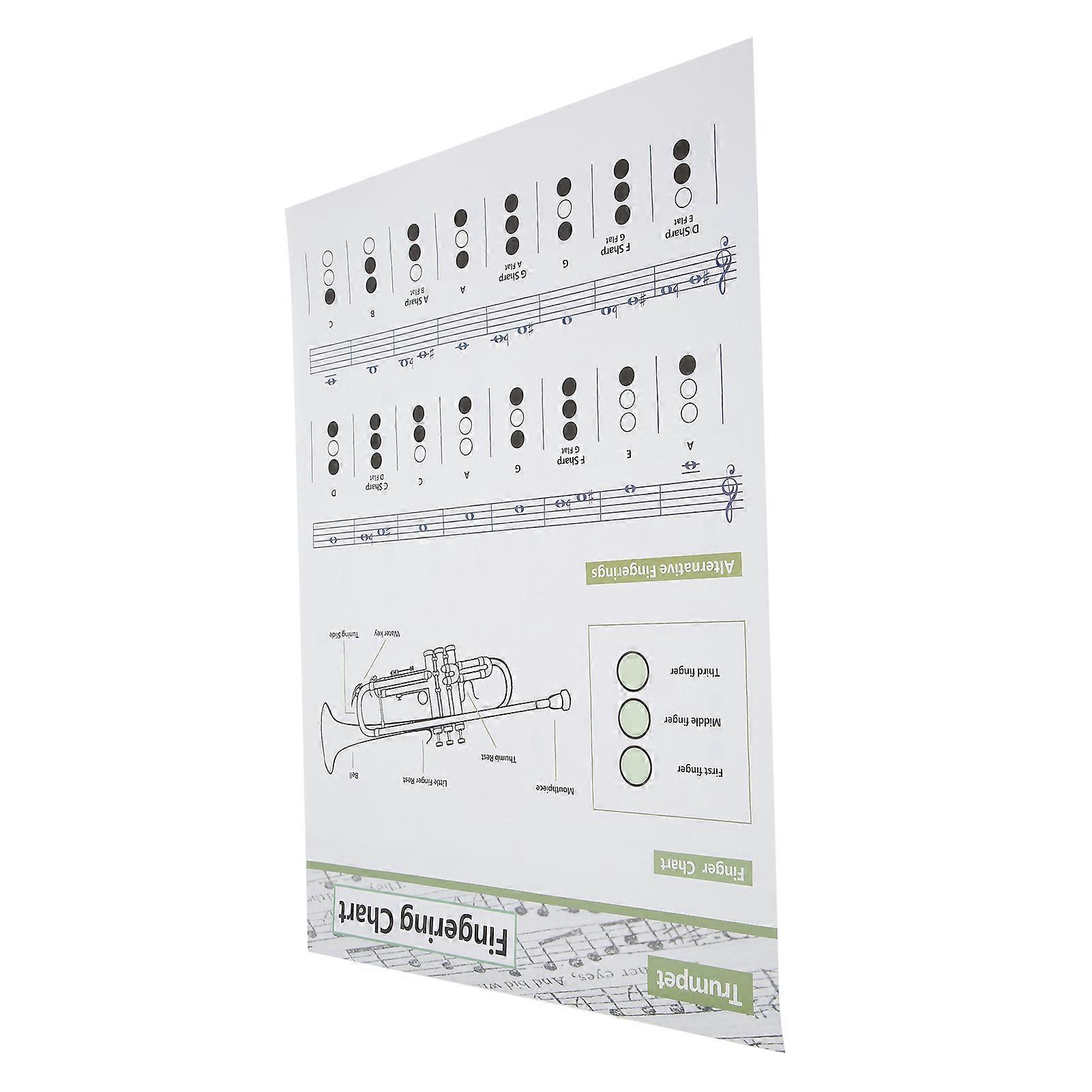 Trumpet Chord Chart Fingering Note Music Instrument Reference Guide for ...