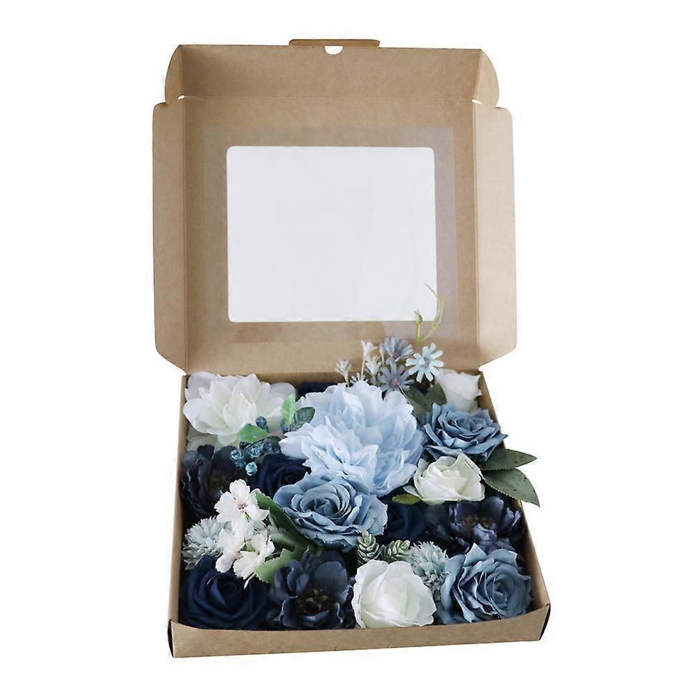 Artificial flower box wedding party gift box-haze blue