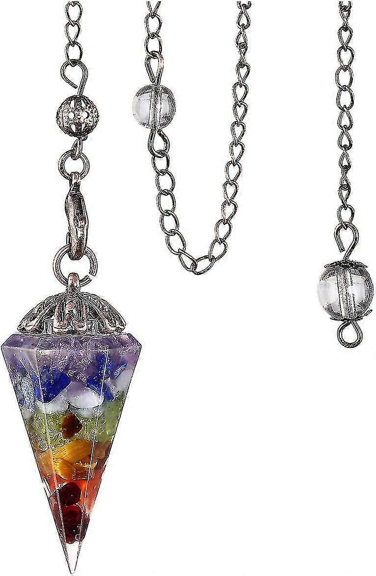 7 Chakra Crystal Dowsing Pendulum Faceted Cone Point Gemstone Pendulum For Dowsing Scrying Healing