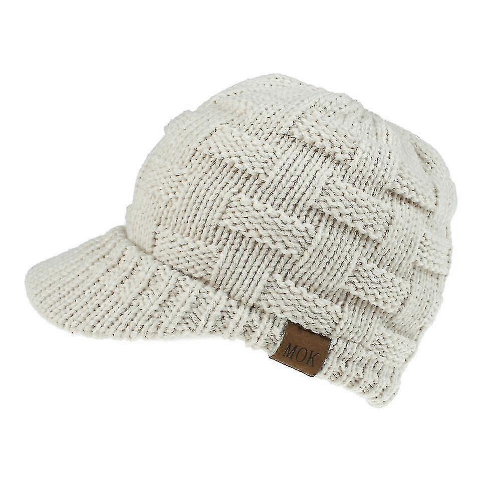 Beanie Tail Winter Warm Knit Messy High Bun Ponytail Hats Visor Beanie Cap