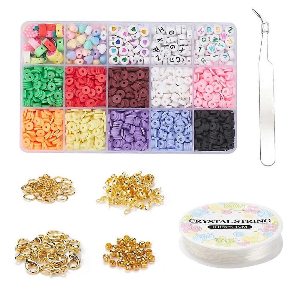 1set DIY Jewerlry Making Kit Including Acrylic Beads Handmade Polymer Clay Beads Iron End Caps