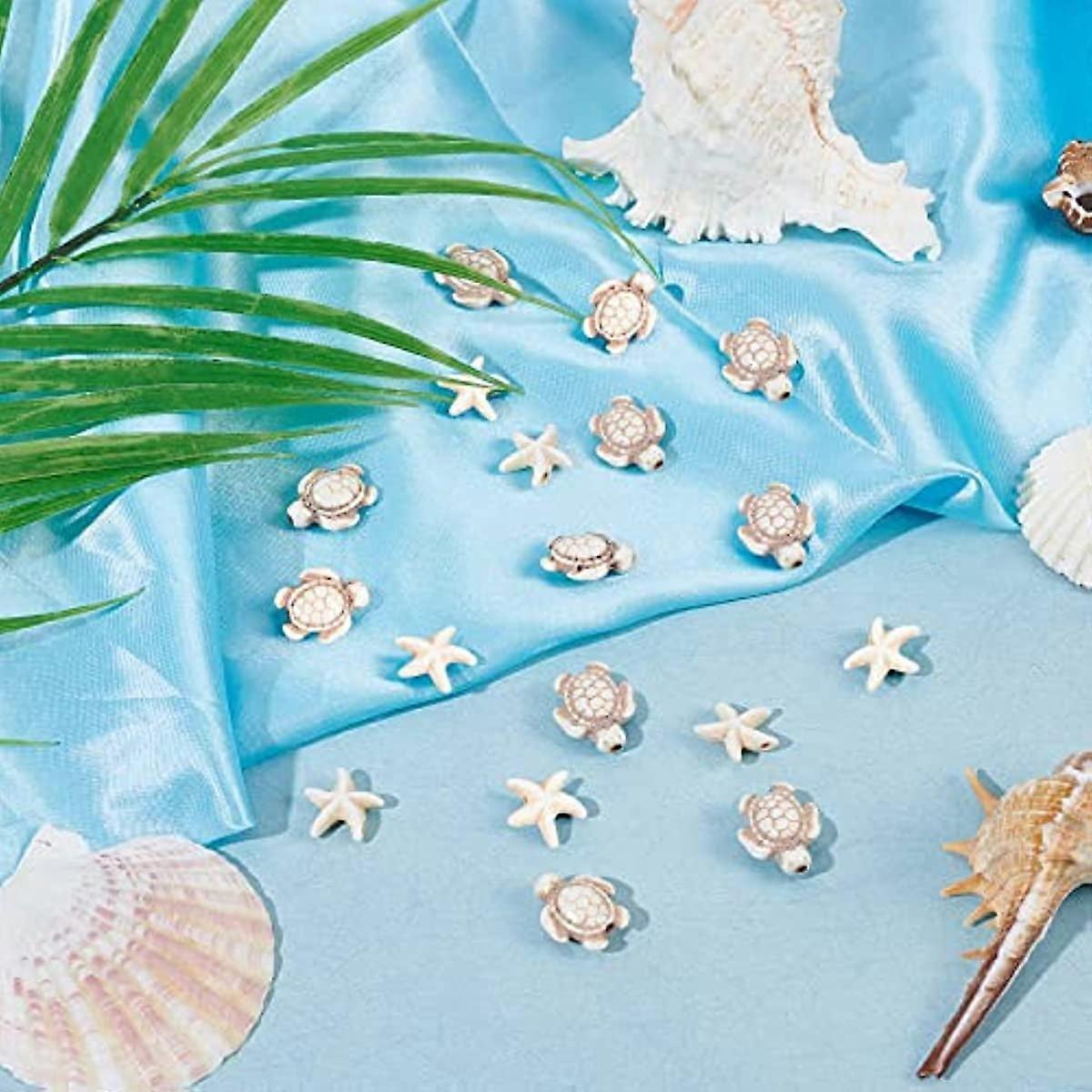 Arricraft 110 Perline Turchesi Sintetiche Tema Mare – Forme Tartaruga E Stella Marina Per Creare Gioielli Fai Da Te