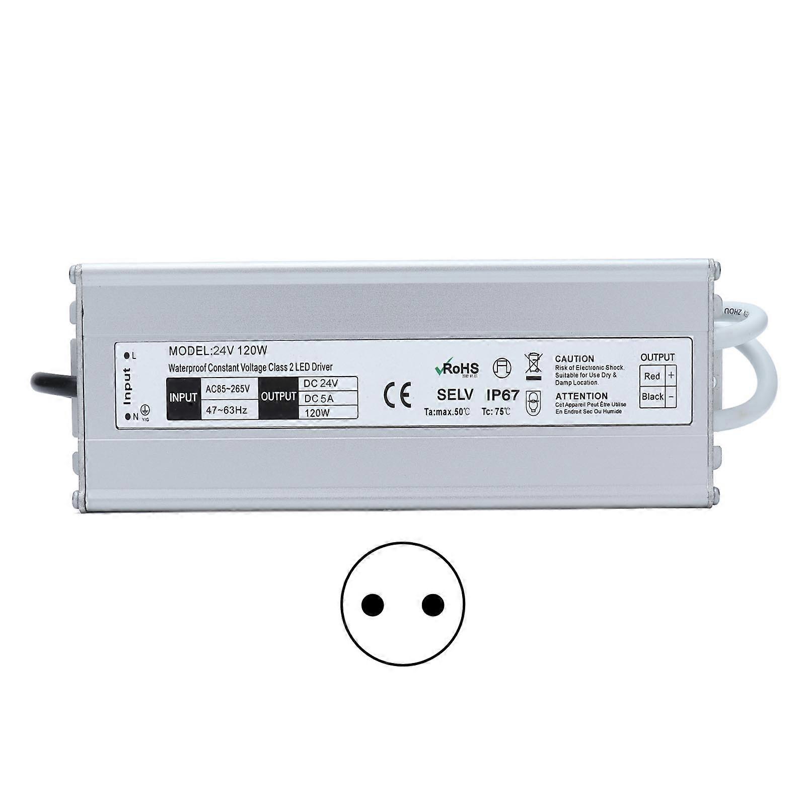 LED Driver Waterproof IP67 Constant Voltage Power Supply Transformer Adapter 120W AC85?265VEU Plug 24V 0-5A Output