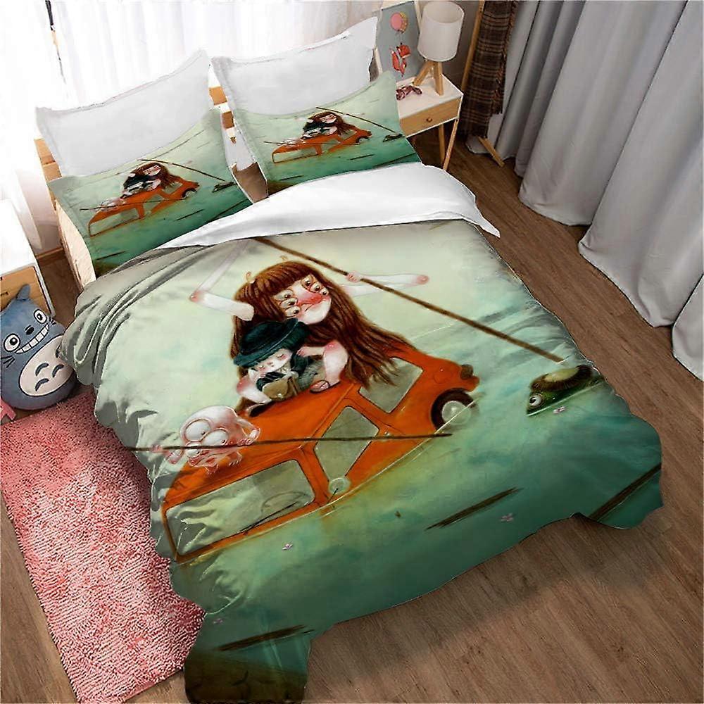 Anime Fairy Tale Flannel Duvet Cover Comforter Set Breathable