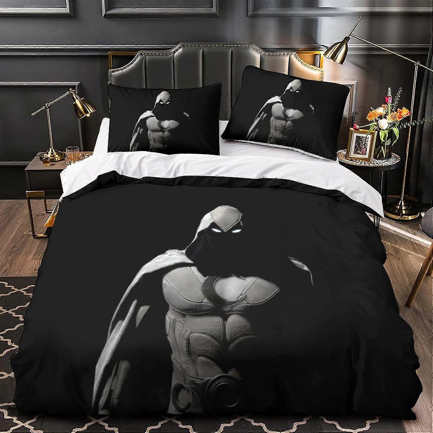 مون نايت غطاء لحاف D مارفل غطاء لحاف مطبوع بسحاب ، فراش خارق الأبطال مع أكياس وسائد ، ستوكات مزدوجة 135 * 200 سم