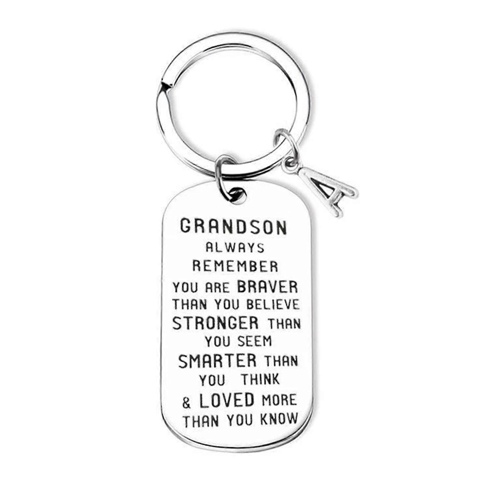 À mon petit-fils / petite-fille Lettrage cadeau porte-clés en acier inoxydable Pendentif