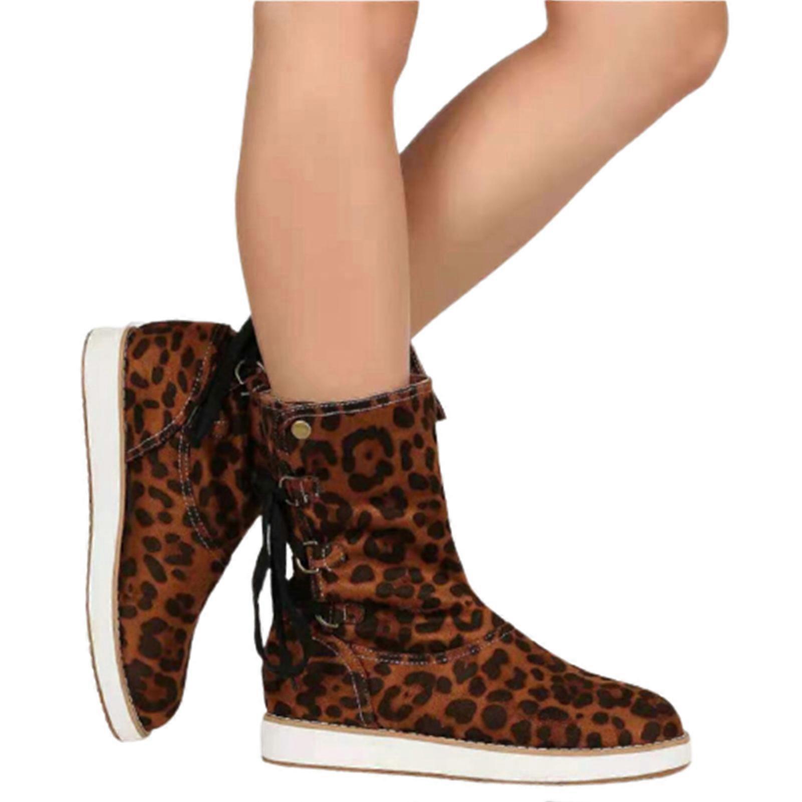 Women\'s Boots Back Lace Up Snow Ankle Boots with Rubber Sole Anti Slip Winter