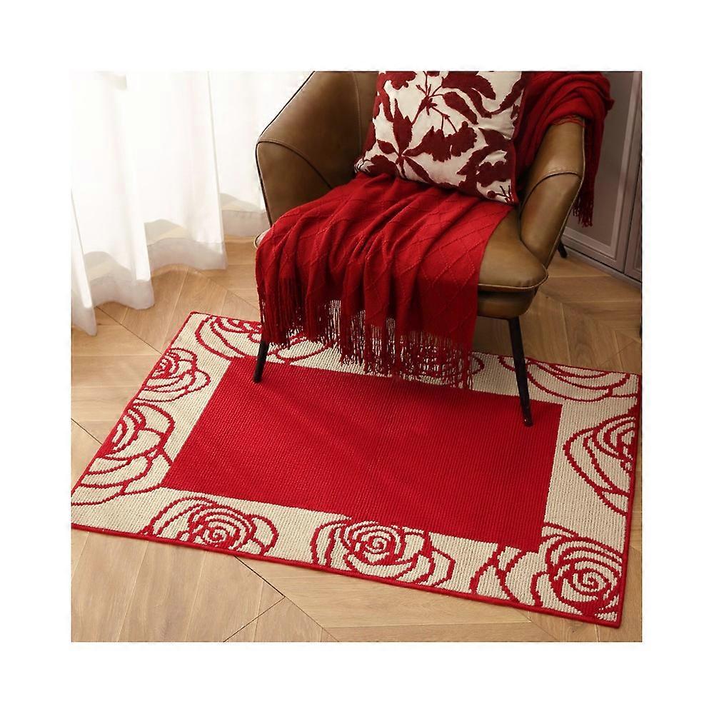 Door Mat Indoor Floor Mats Celebration Doormat Entryway Rug for Home Decoration Loop Velvet Non Slip Front Door Mat-Red