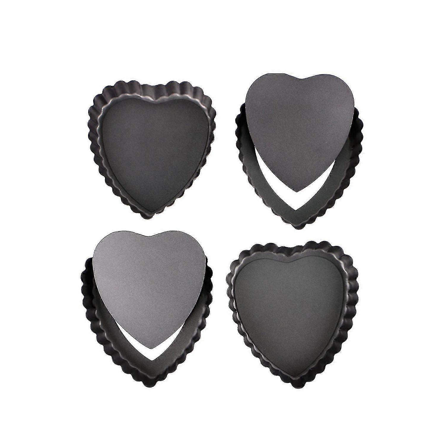 4-pack Tart Pans With Removable Bottom Heart Shaped Quiche Pans Pie Pans