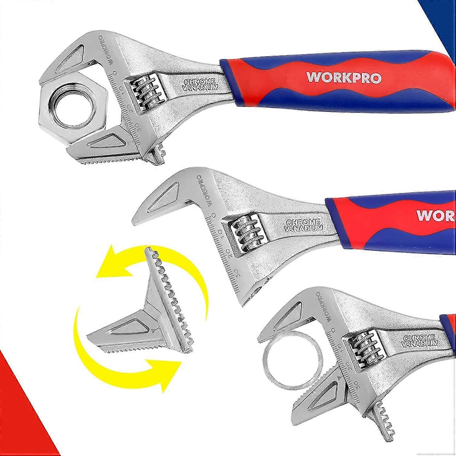 2 In 1 Adjustable Wrench Pipe Wrench & Adjustable Wrench Chrome Vanadium Steel Open End Wrench With Rubber Grip - Length: 200mm Max. 42mm Internal Wid