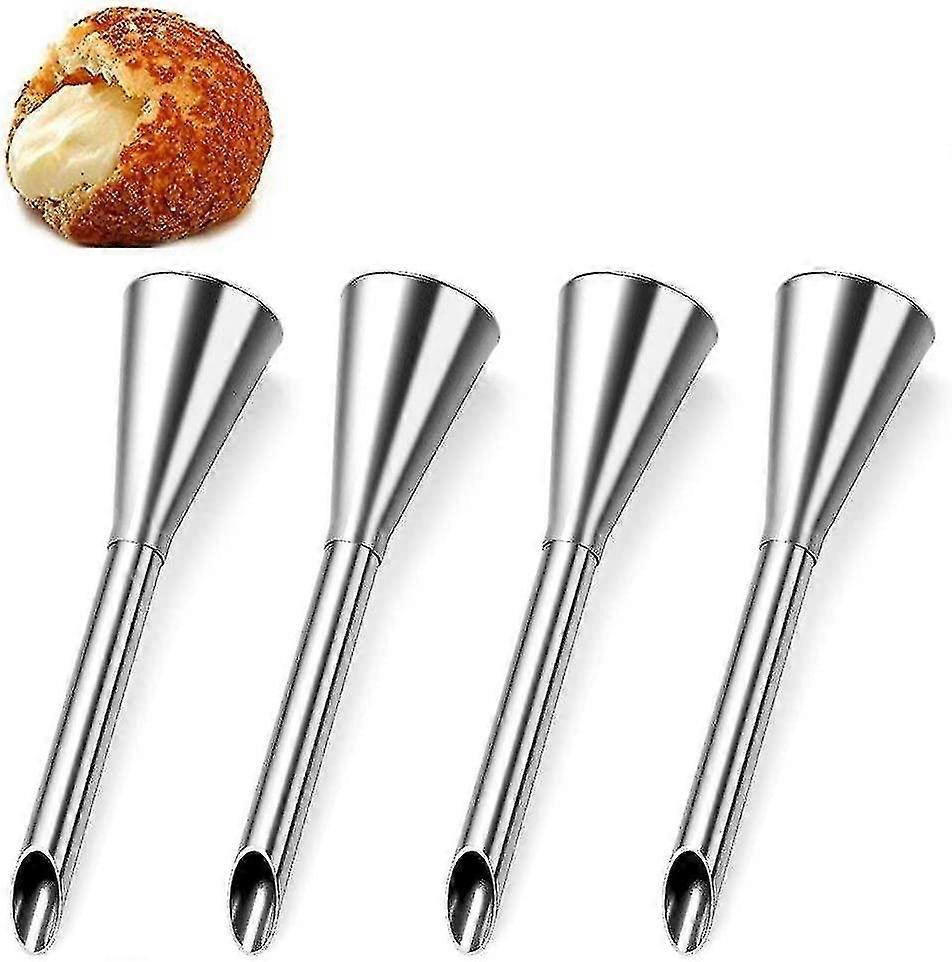 4pcs Cream Icing Piping Nozzle Tip Stainless Steel Long Puff Nozzle Tip Decorating Tool