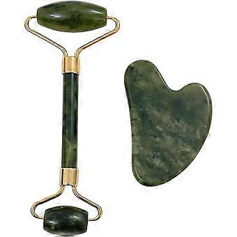 2 Pieces Facial Massager, Natural Jade Gua Sha, Facial Gua Sha, Facial Gua Sha, Gua Sha And Jade Roller, Facial Roller, Tools For Eye, Face, Neck