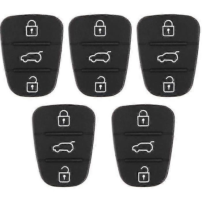 5pcs Replacement Rubber Key Shell Pad 3 Buttons Fit For Hyundai Fit For Kia (without Letter)