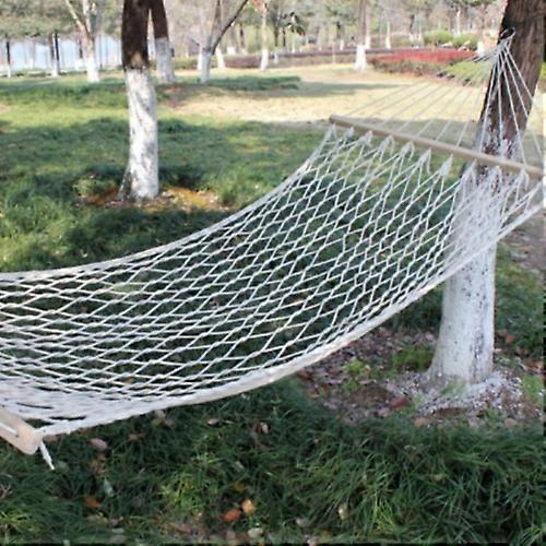 Outdoor Mesh Hammock Cotton Thread Solid Wood Stick Hammock Indoor Swing
