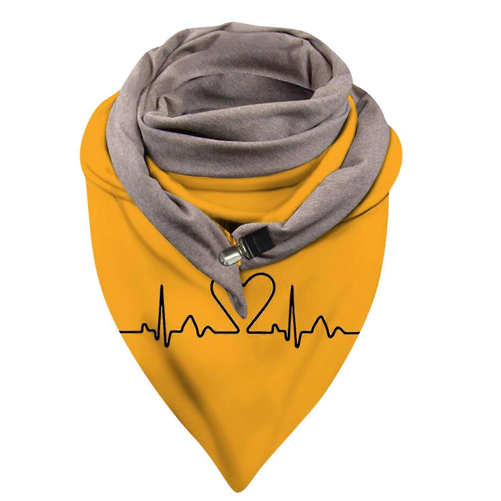 Universal Autumn Winter Warm Windproof Prints Double-layer Buckle Scarf