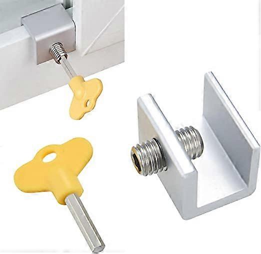 3 Pcs Adjustable Sliding Window Security Lock Patio Door Lock Window Restrictor Locks with Key for Kids, Pets Lock
