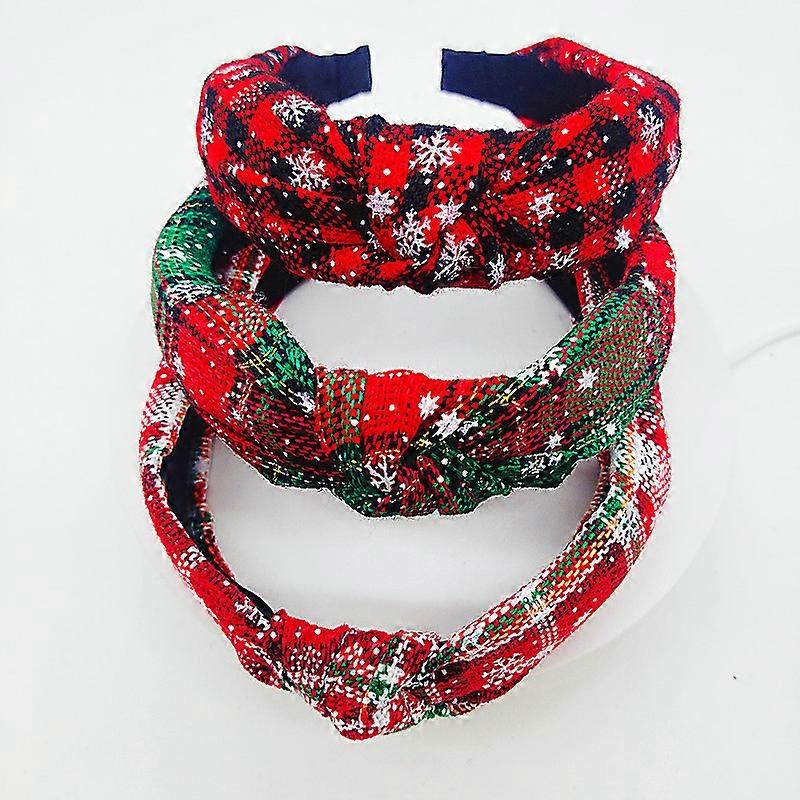 3pcs Christmas Knotted Headbands Retro Wide