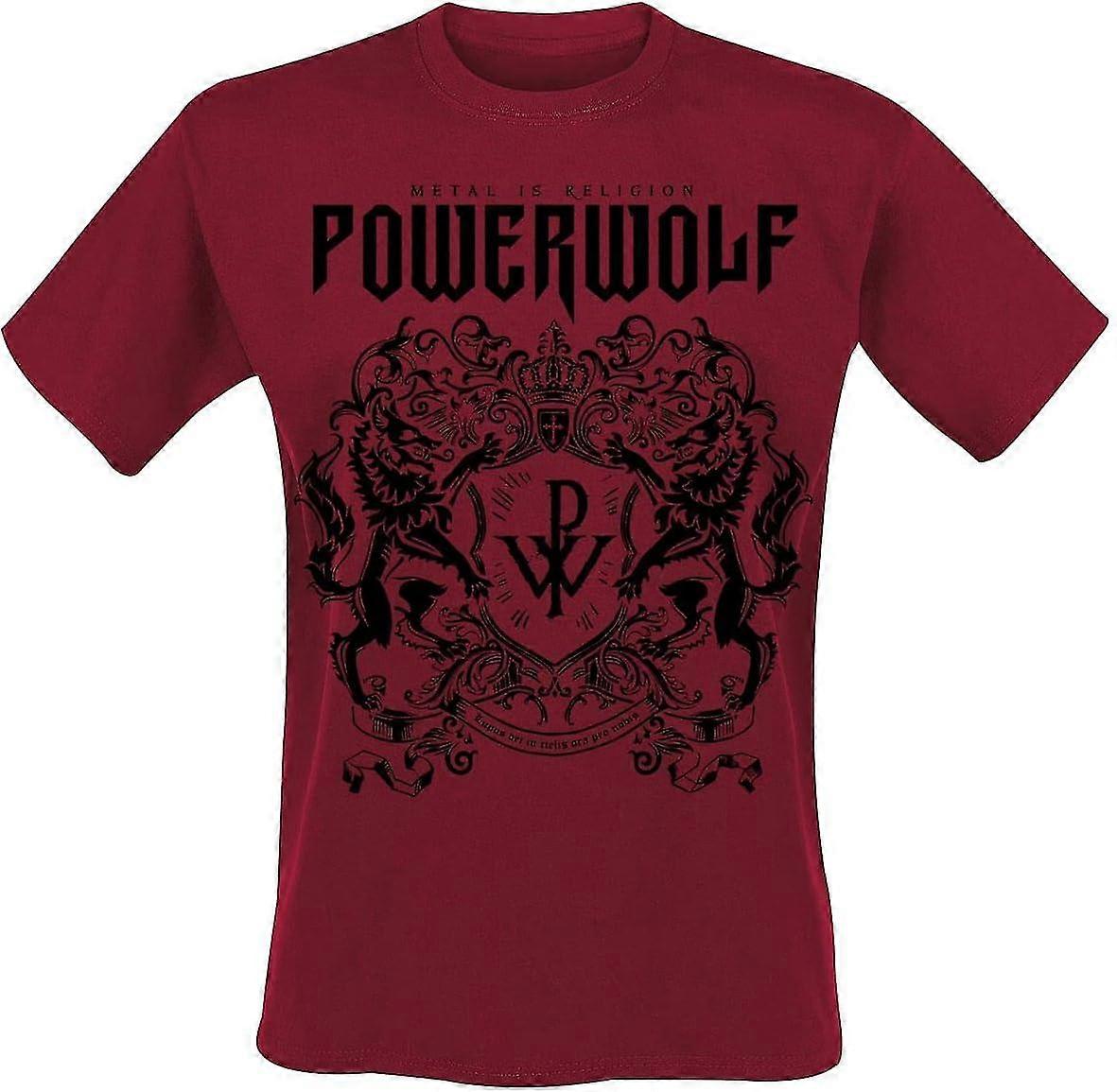 Powerwolf Logo (Rot) Hombre Camiseta Rojo Regular Robuste Handwerkskunst